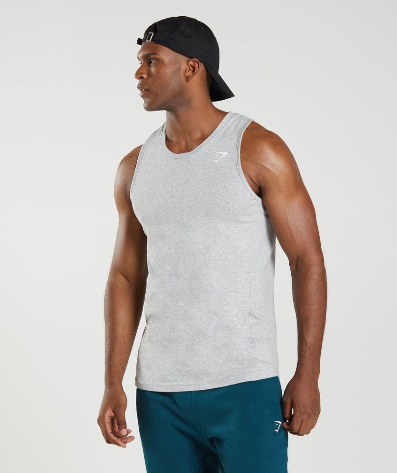 Men\'s Gymshark React Tanks Light Grey | CA 18N05D